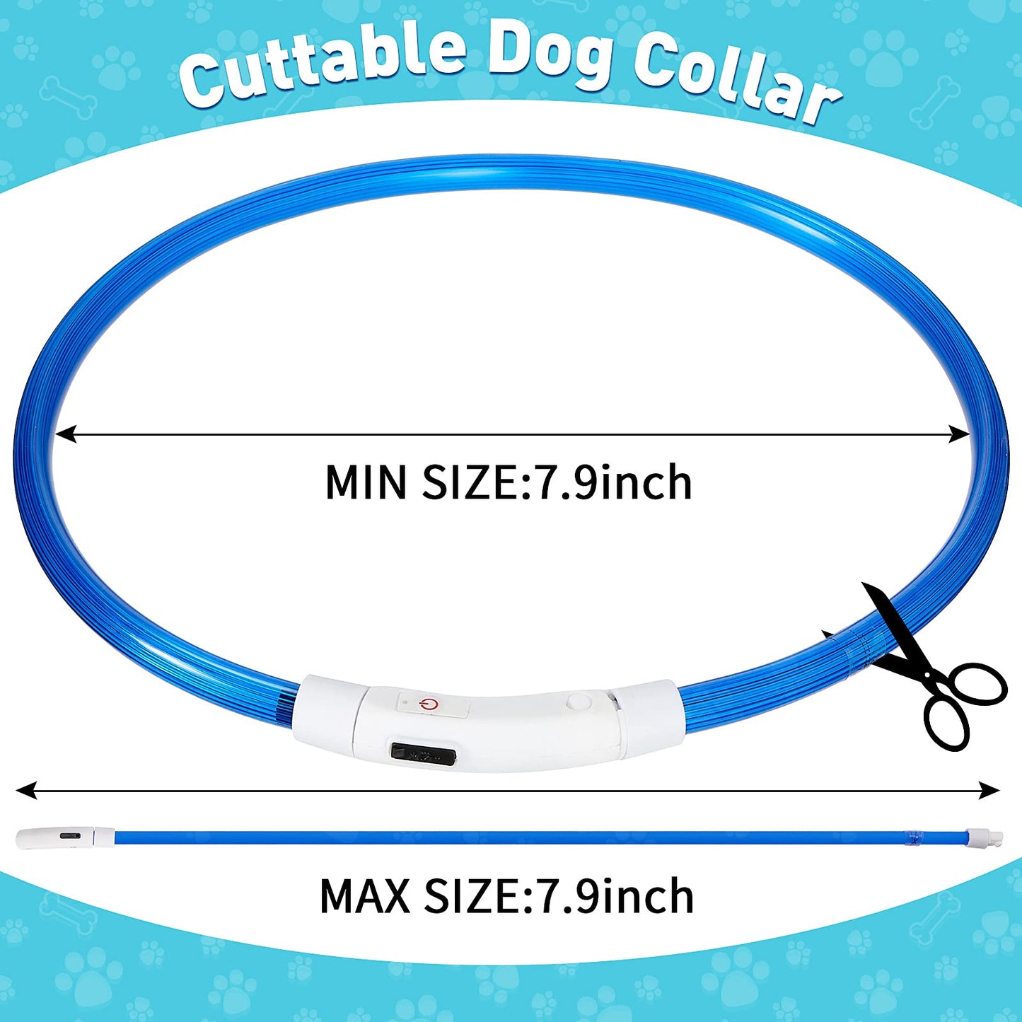 Frienda 4 Pcs Dog Collar LED USB Rechargeable Lights Dog Necklace Collars Doggy Lights for Night Walking Adjustable Safety Lamp Pet Collars for Large Medium Small Puppy(Classic Style,4 Colors)