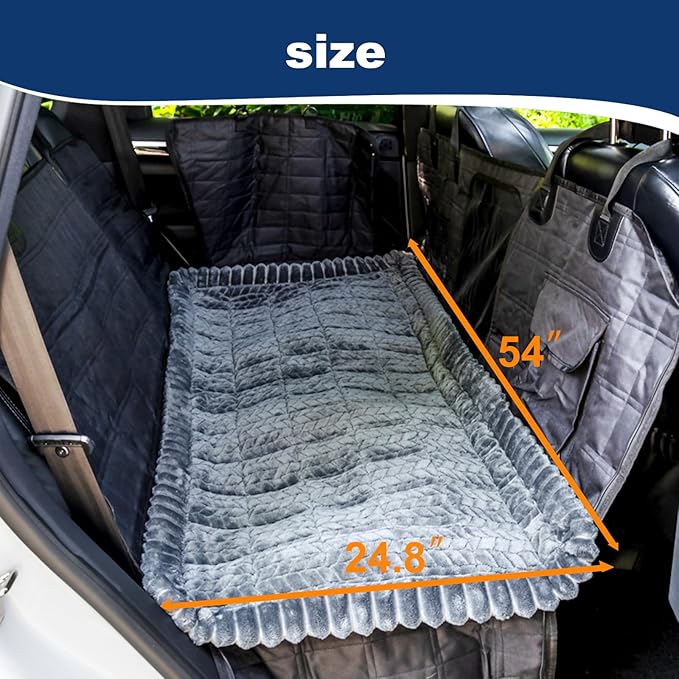 Backseat Pet Bed Mat for Car, Non-Slip Dog Car Seat Cover with Scratch-Proof Protection, Back Seat Extender for Dogs Compatible, Universal Fit for Cars SUVs Trucks (24.8x54 inch)