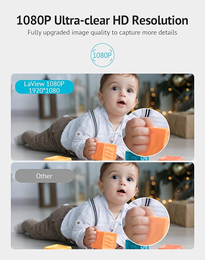 LaView Pan/Tilt Security Camera for Baby Monitor with Phone App (2 Pack+2 32GB SD Cards), 1080P WiFi Pet Camera Indoor, 360° Home Security Camera with Motion & Sound Detection, Two-Way Audio