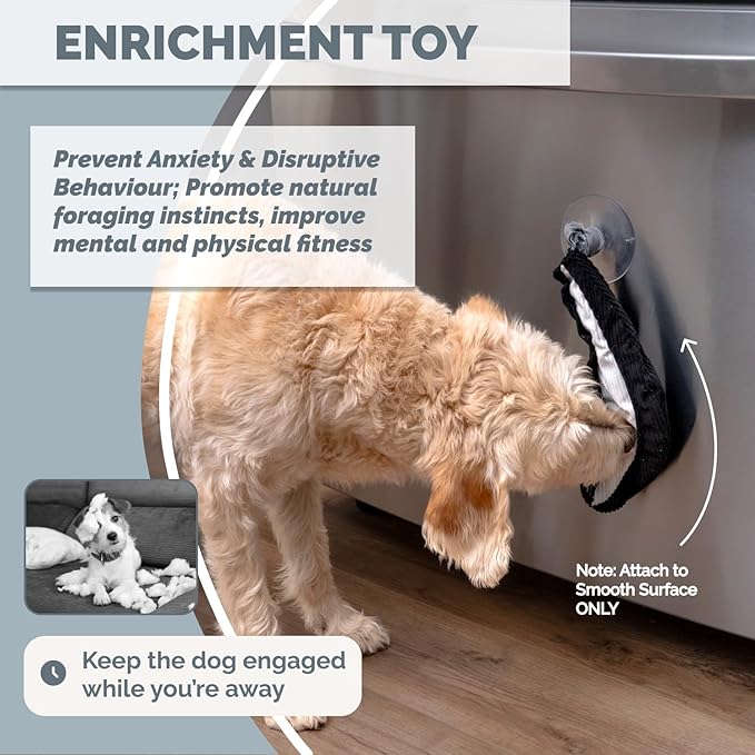 POPUPJOYS Durable Hide & Seek Snuffle Mat for Dogs, 2-in-1 Enrichment Puzzle Toy with Detachable Tail & Squeaker, Adjustable Difficulty Level with Suction, Machine Washable, Gift-Ready (Skunk)