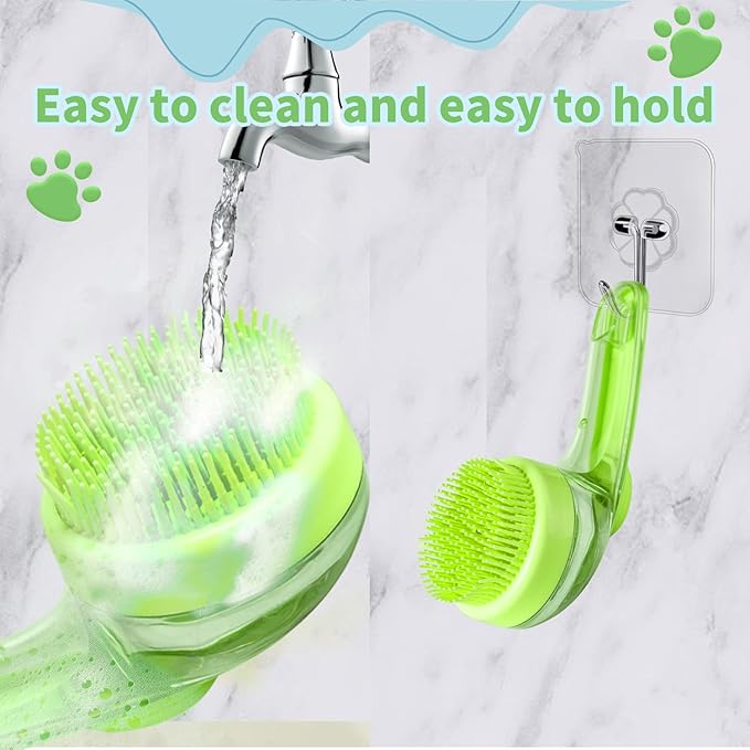 (6PCS) Pet Bath Set – Dog Bath Brush, Cat Chin Cleaning Brush, Dog Toothbrush, Adjustable Glove Massage Brush for Dogs & Cats (Long & Short Hair) (Green)