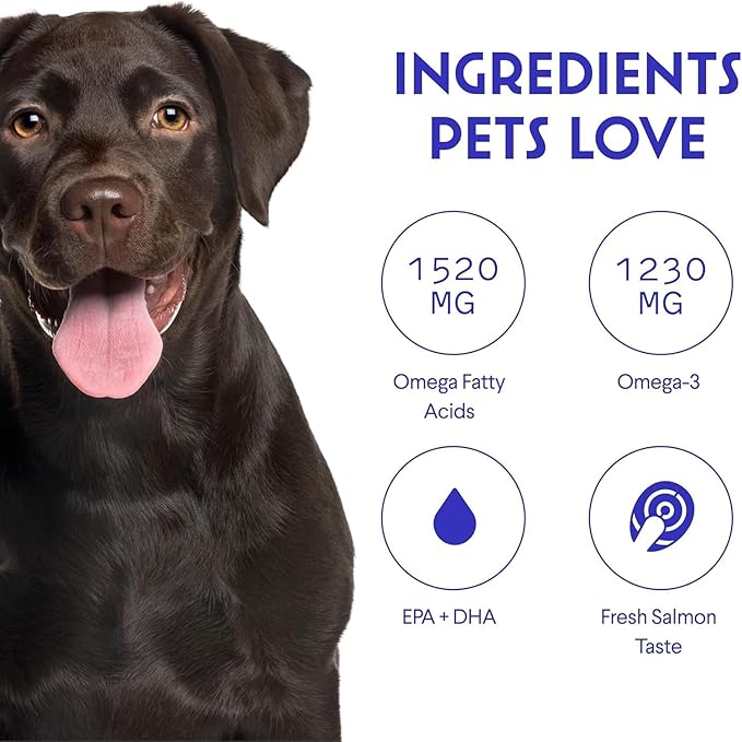 Fish Oil for Dogs - Omega 3 for Dogs from Alaskan Salmon, Cod & Krill Oil - EPA DHA Fatty Acids - Less Shedding & Itching - Skin, Joint, Immune & Heart Health - Liquid Supplement (32 oz)