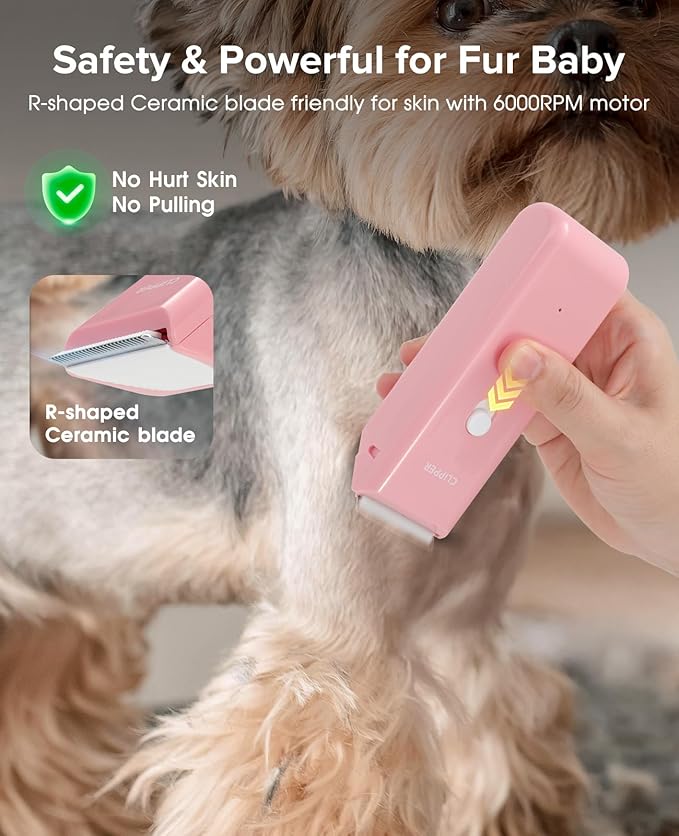 Pet Clippers for Dog Hair Grooming Low Noise, Rechargeable Cordless Cat Shaver with Ceramic Blade,Portable Pet Hair Trimmer for Matted & Long Hair