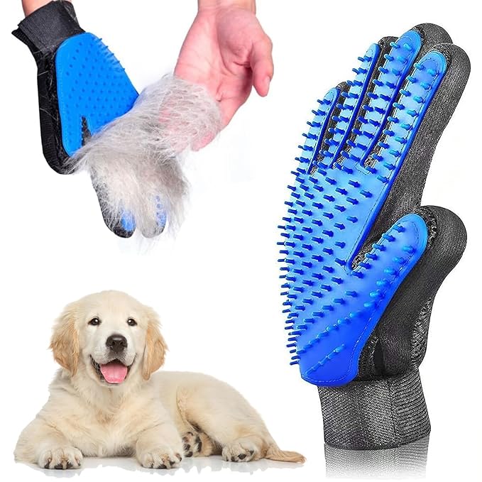 Pet Grooming Glove- pet washing Glove For Bathing-Pet Hair Remover glove For Cleaning Upgrade Grooming Brush For Long and Short fur- Efficient Washing Glove For Dogs & Cats -1 Pack [Right-Hand] Blue