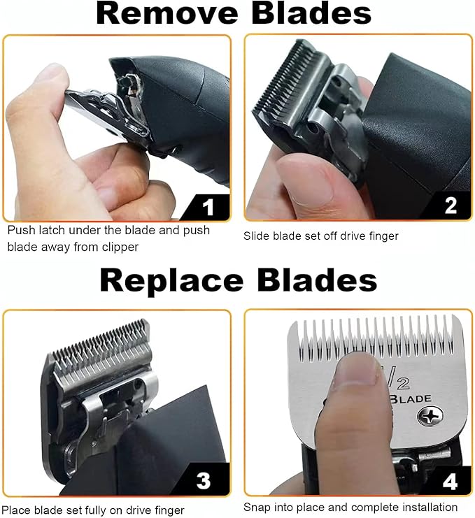 Professional Detachable Replacement Ceramic Blades set,compatible with oster Classic 76/Star-Teq/Power-Teq andi A*dis AGC,BDC,BGC,MBG Series Clippers (Size 1-1/2+Size 2)