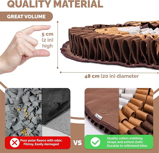 POPUPJOYS Durable Hide & Seek Snuffle Mat for Dogs, 2-in-1 Enrichment Puzzle Toy with Detachable Tail & Squeaker, Adjustable Difficulty Level with Suction, Machine Washable, Gift-Ready (Turkey)