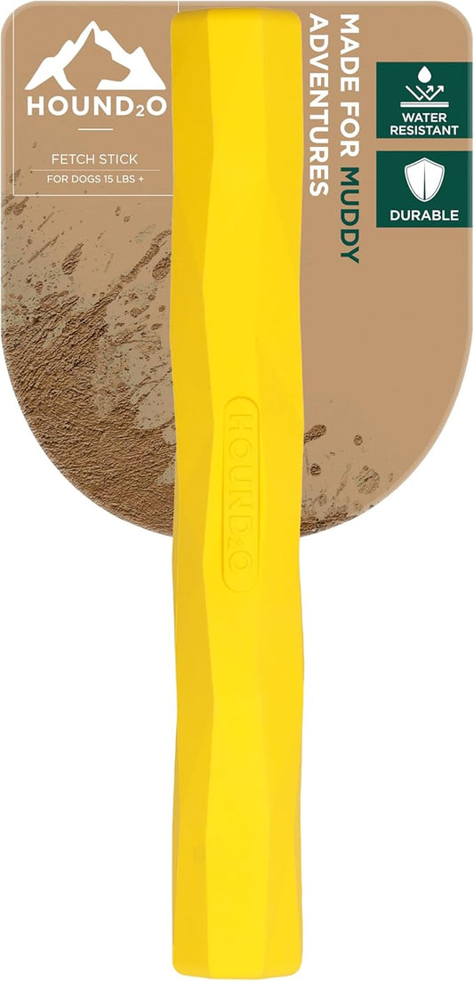 Playology Hound2O Outdoor Dog Toys | Treater Toy Fetch Stick for Dogs | Bright Yellow Rubber Toy Chew Stick | Easy to Clean, & Made from Non-Toxic Materials