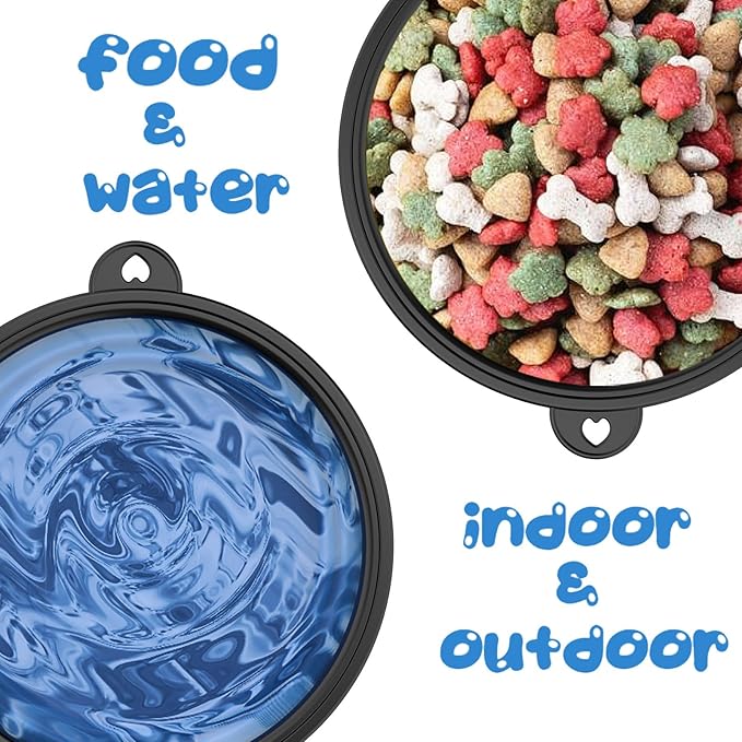 2 Pack Collapsible Dog Bowl Travel Portable Pet Bowls [20oz,600ml],Expandable Foldable Food Water Feeding Dishes for Traveling Hiking Walking,with Carabiners [Green,Blue]