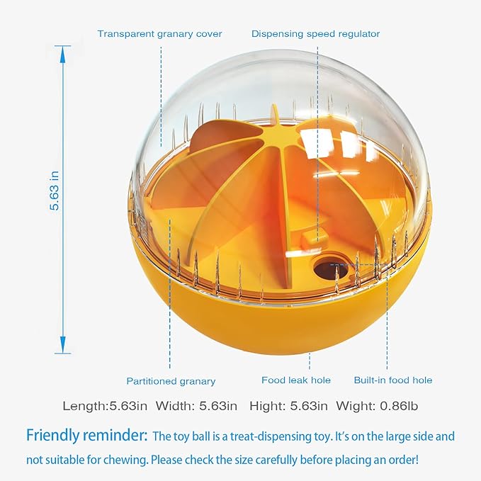 Dog Treat Ball, Interactive Squeaky Mental Stimulation Toys, Slow Feeder Puzzle Toys for Medium/Large Dog Breeds