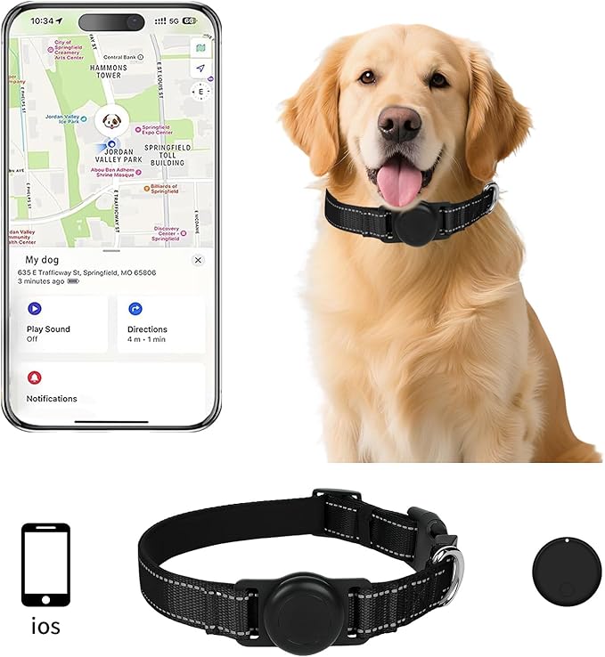 GPS Tracker for Dogs (1 Pack), Mini GPS Cat Tracker, Smart Pet Activity Tracker (iOS Only), No Monthly Fee, Compatible with Apple Find My, Anti-Lost, Finder Tag for Vehicles/Pets/Kids/Items