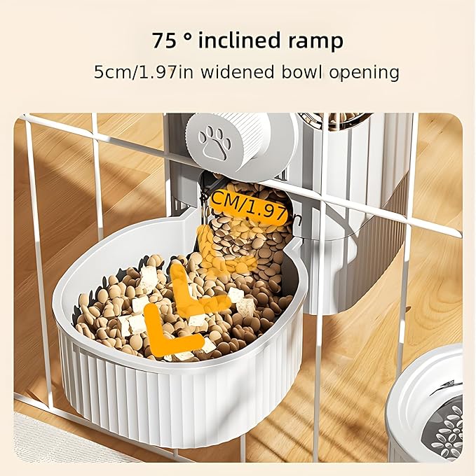 GPY Automatic Hanging Gravity Pet Feeder and Water Dispenser Set ，Automatic Dog Feeder and Dog Water Dispenser for Dogs Cats Pets Animals Large Capacity (Blue Water Feeder&Food Feeder) (Grey)