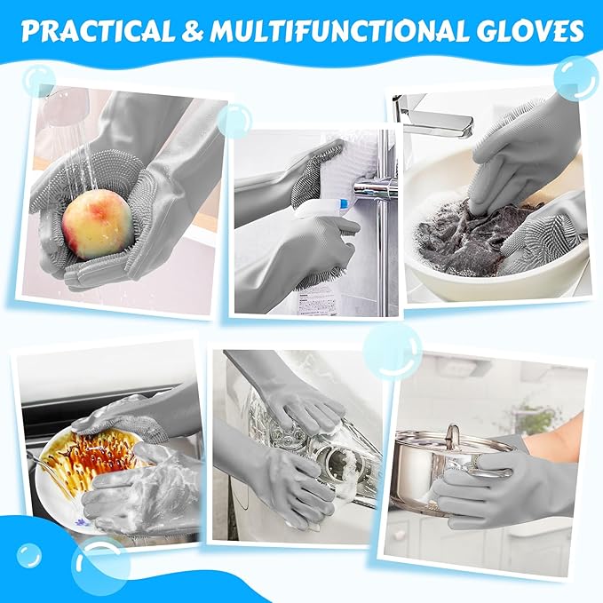 Pecute Pet Grooming Gloves: Heat-Resistant Silicone Gloves with High-Density Teeth for Enhanced Massaging and Bathing of Dogs and Cats