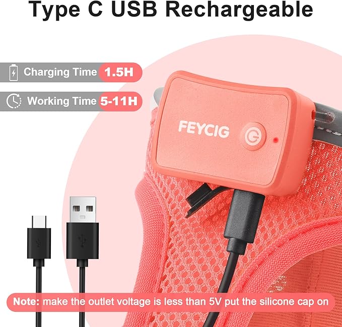 Light Up Dog Harness,Rechargeable LED Dog Harness for Small Medium Large Dogs,Reflective Lighted Safety Vest for Night Walking & Camping,Lightweight & Adjustable,Fluorescent Pink,M