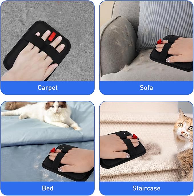 Cat & Dog Grooming Gloves for Shedding, 4PCS Efficient Deshedding Pet Grooming Gloves for Dogs with 1PCS Pet Hair Remover Gloves, Cats & Horses with Long & Short Fur