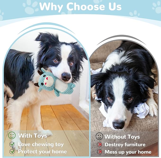 Dog Chew Toys for Teething,Boredom,Toothbrush,18 Pack Puppy Toys with Rope Toys, Balls and Squeaky Toys for Small/Medium Breeds