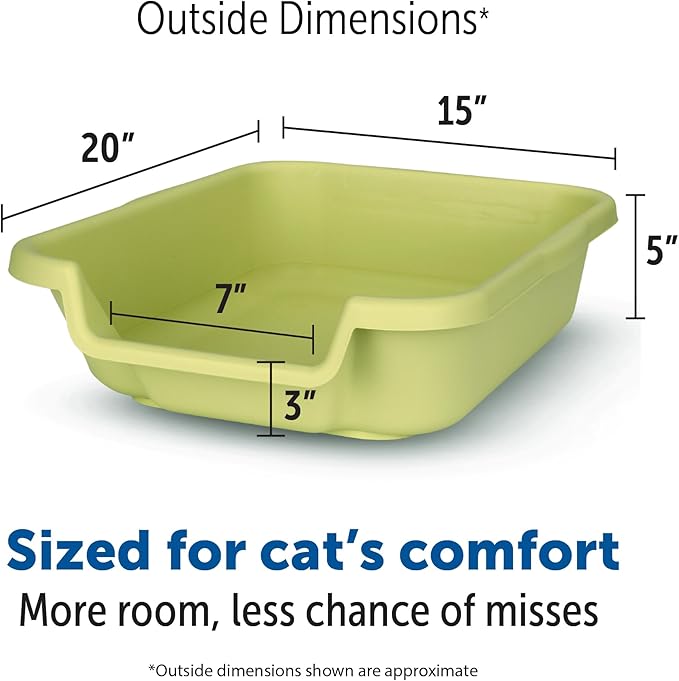 KittyGoHere Senior Cat Litter Box 1 Pack, Small Green Low Entrance Kitty Litter Box, Sized for Cats Comfort, Perfect for Senior and Arthritic Cats, Made in USA – Includes Long-Handle Jumbo Scoop