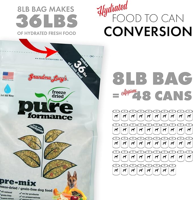 Grandma Lucy's PUREformance Pre-Mix Dog Food, Grain Free and Freeze-Dried - 3Lb Bag