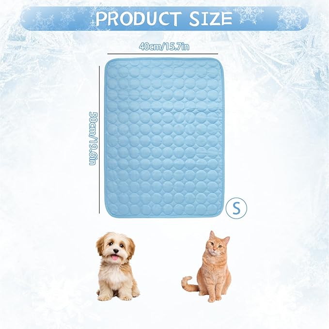 Dog Cooling Mat,2025 Upgrade Pet Cooling Mat for Dogs Cats,Summer Ice Silk Cool Mats & Sleeping Pad for Indoor or Outdoor,Perfect as Blanket for Kennel Sofa Bed Floor Car (Blue, Small, 19.6"x15.7")