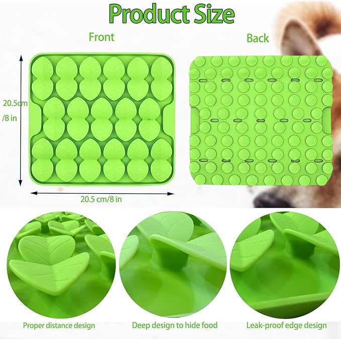 Small Silicone Snuffle Mat for Small Dog Puppy Cat Slow Down Eating,Slow Feeder Lick Mat for Dry Wet Food for Pet Training Smell,Encourages Natural Foraging Skill,Relieving Stress (Green)