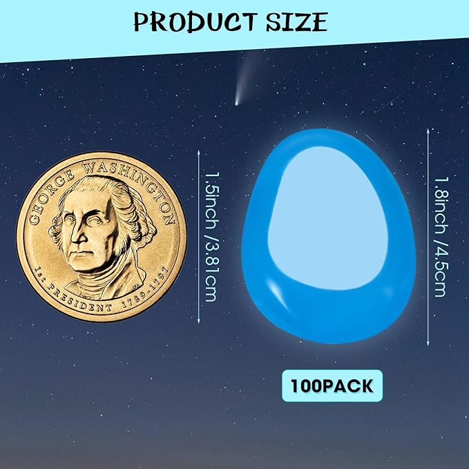 100 Pcs Glow in The Dark Rocks Glow in The Dark Pebbles Outdoor Fish Tank Rocks Aquarium Gravel Luminous Stones for Walkway Succulent Plant Halloween Decor(1.8 Inch,Dark Blue)