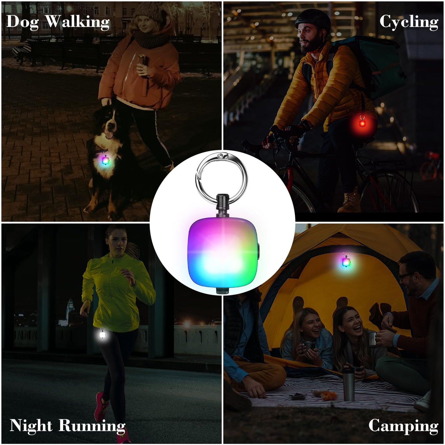JUFDS Rechargeable Dog Lights 2Pack LED Dog Collar Lights Clip on with 4Modes Safety Harness Leashes Lighting for Dog Night Walking Running Camping