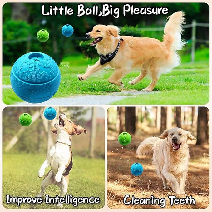 Dog Treat Ball and Toy, Interactive - Pack of 2 (Green, Blue)