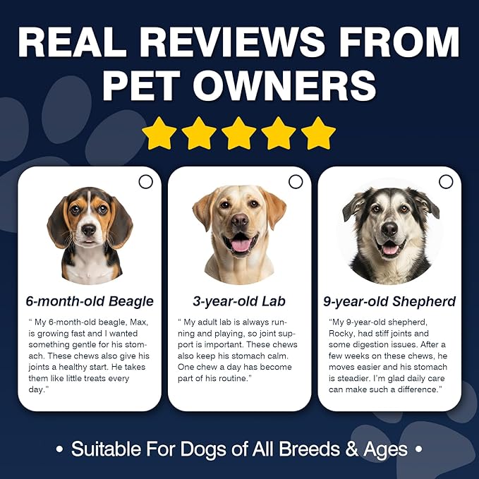 Hip and Joint Supplement for Dogs Dog Probiotics Glucosamine Chondroitin MSM Chew for Dog Arthritis Pain Relief Extend Joint Care, Probiotic for Digestive/Gut Health for Large/Small/Senior Breed Dogs