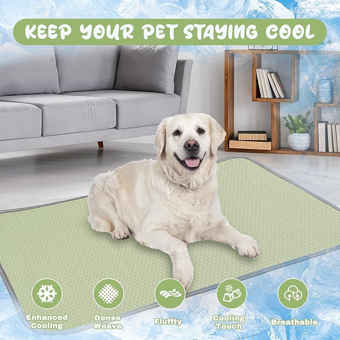 Summer Dog Cooling Mat Washable Ice Silk Self Cool Pad for Large Dogs and Cats, 59x40in Pet Sleeping Pad for Crate, Bed, Indoor & Outdoor Floor, Car Seats