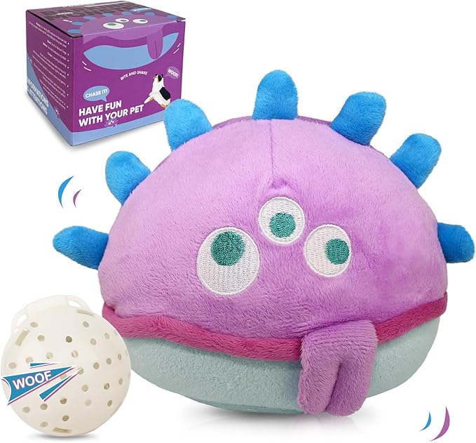 Petbobi Interactive Dog Toys for Boredom - Moving Dog Toy for Stimulating Play, Pet Plush Squeaky Ball for Small Medium Breeds with 4 Batteries, Jolly Jelly Bobby