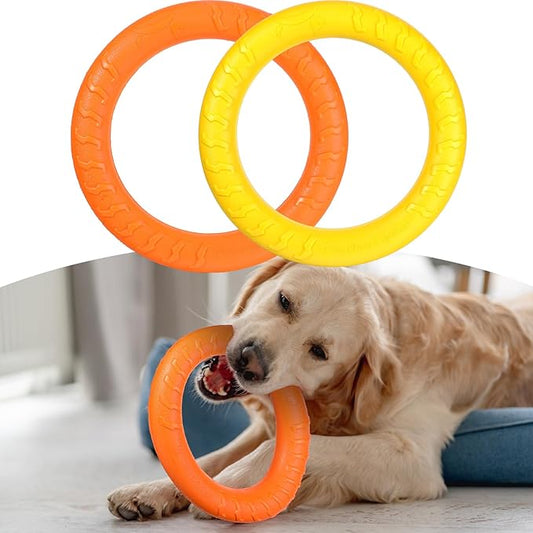 Leitee 2 Pack Dog Toys, Ring Toys Flying Discs for Small to Large Dogs - Training, Fetching, Floating, Teeth Cleaning (11 Inch)