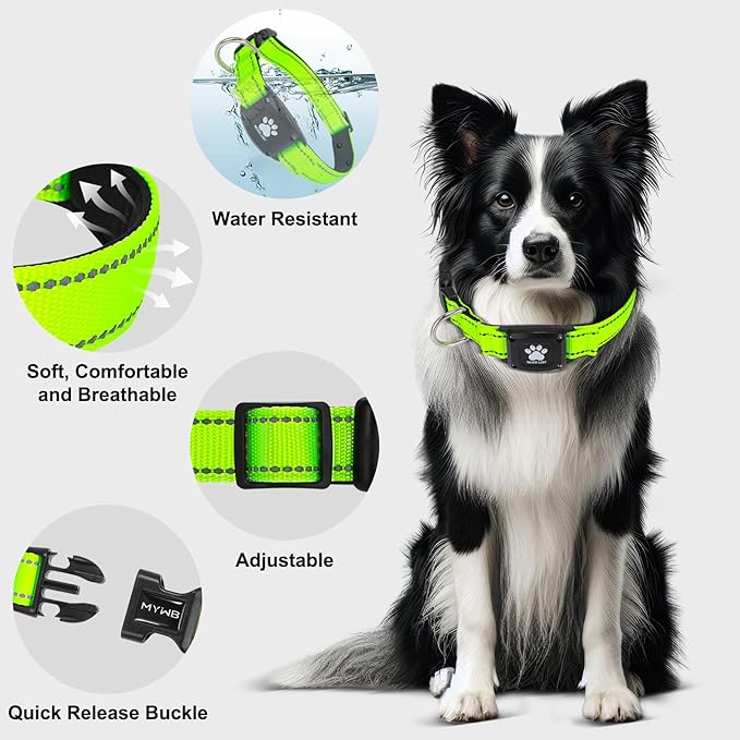 GPS Dog Collar Tracker 2-in-1,Reflective Waterproof Adjustable Pet Collar,iOS-Only,Ideal for Dog Tracking pet Tracker,for Small to Large Dogs,Real-Time Tracking,No Monthly Fees(Green,Small)