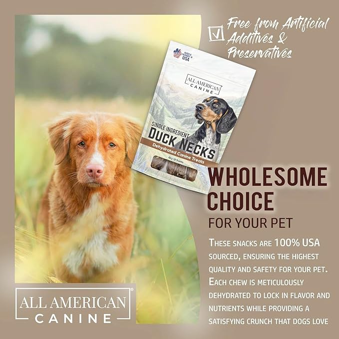 12 Natural Duck Neck Dog Treats – Single Ingredient, Dehydrated & Chewy – Low-Fat, High-Protein Training Reward – Made in USA