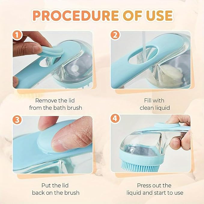 Pet Bath Brush, Dog Bath Brush, Dog Scrubber for Bath with Built-in Shampoo Dispenser, for Dogs & Cats (Green)