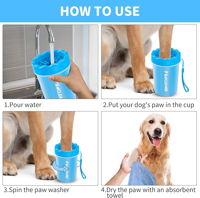 Dog Paw Cleaner, Dog Paw Washer, Paw Muddy Paw Cleaner, Pet Foot Cleaner for Small Medium Large Breed Dogs/Cats (with 3 absorbent towel)