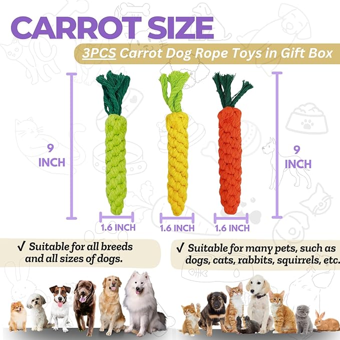 3PCS Mixed Color Woven Pet Rope Toys (Yellow, Green, Orange), Chew Toys for Dogs & Cats, Safe & Durable Braided Rope Toys for Pets