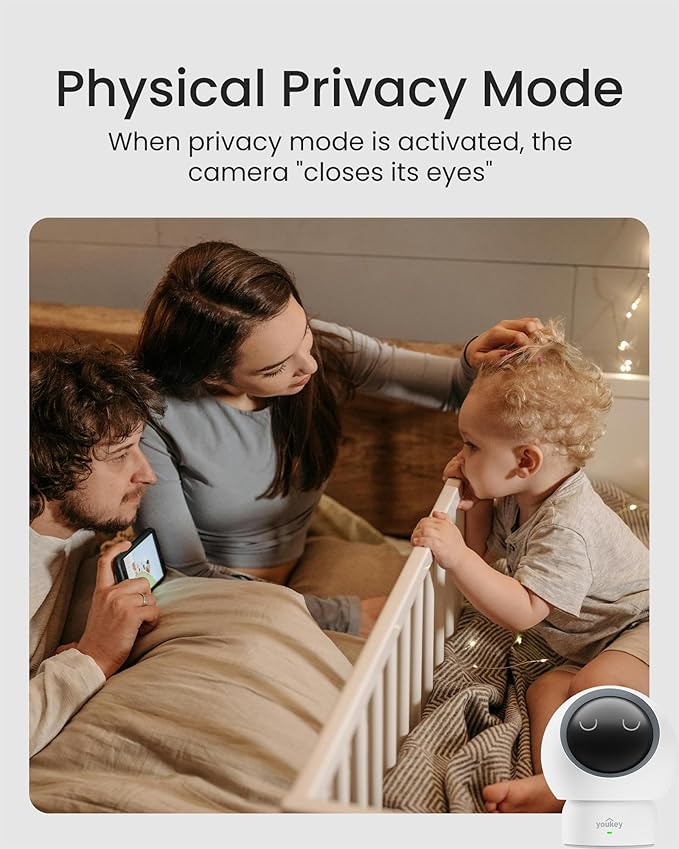 youkey Indoor Camera, No Monthly Fees, Pan & Tilt, 2.5K Security Camera with 2.4/ 5GHz WiFi 6, Bluetooth Pairing, Human/Pet/Baby Crying Detection, Two-Way Talk, Night Vision, P310