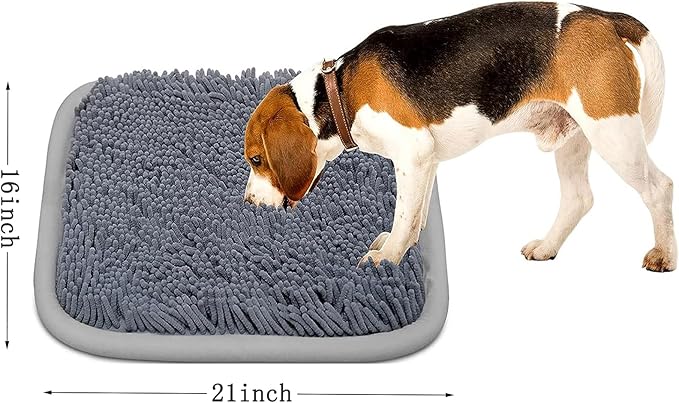 Bakumon Snuffle Mat for Dogs 21x16Inch Interactive Sniff Mats for Large Medium Small Breed Dog Pet,Snuffle Bowl Mat Nosework Training Foraging Pad Feed Game Stress Relief (Grey)