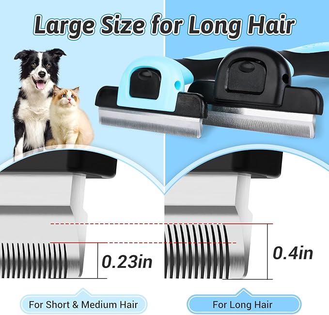 MIU COLOR Long Hair Pet Grooming Brush, Deshedding Tool for Medium and Large Dogs & Cats, Effectively Reduces Shedding by up to 95% for Pet Hair, Blue
