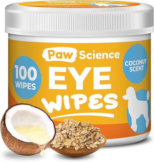 Dog Eye Wipes - Hypoallergenic Eye & Face Wipes for Dogs, Cats, & Puppy - Pet Tear Stain Remover & Cleaner - Gently Cleans & Removes Discharge, Crust, & Gunk (Coconut)