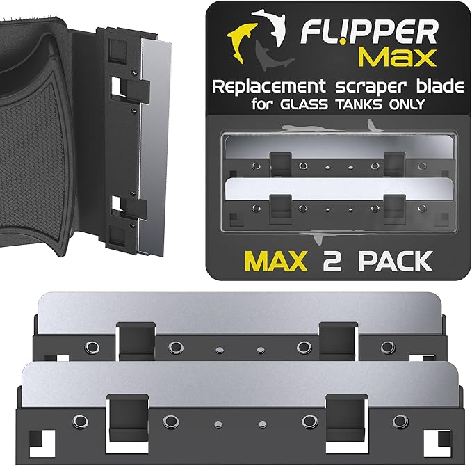 FL!PPER Flipper Max Aquarium Algae Remover for Fish Tank Cleaner Replacement Blades, Pack of 2 - Glass Scraper Blades for Cleaning Kits - Water Cleaning Accessory