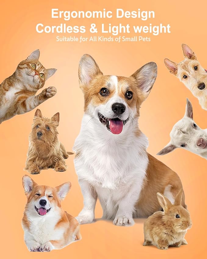 Dogs Hair Clippers Grooming Kit with Nail Grinder, 4 in 1 Cordless Electric Trimmer for Dogs Cat Low Noise USB Rechargeable, Pet Clippers Grooming Paws, Eyes, Ears, Face,Nail, Matted Hair