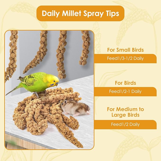 KATUMO Bird Millet Treats, 1.1LB / 500g Natural Healthy Parrot Millet Spray Cockatiel Treats for Parakeet Budgie Finch Conure Pigeon Lovebird Hamster