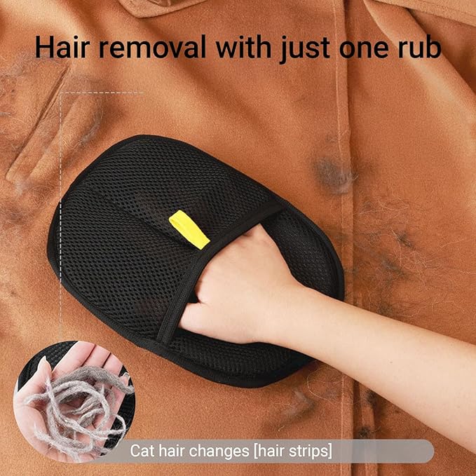 Electrostatic Pets Hair Remover Mitt – Hair Removal Glove to Remove Cat Hair & Dog Fur – Reusable Pet Hair Removal Mitt for Furniture, Couch, Carpet Peonly Hand Fur Remover Tool (2)