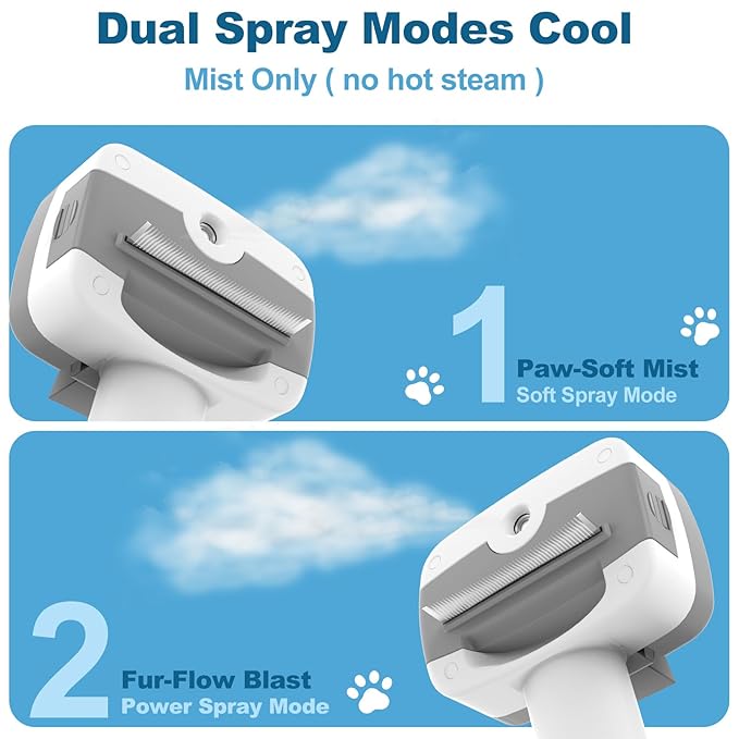 3 in 1 Pet Steam Brush for Dogs & Cats – Self Cleaning,Hair Removal Comb Steam for Thinning & Grooming for Long & Short Haired Pets, Includes Pet Essence