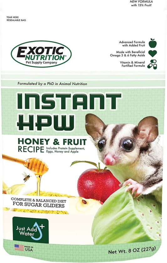 Honey & Fruit Instant-HPW (1 lb.) - All Natural Vitamin Enriched Sugar Glider Food - Healthy & Nutritious - High Protein Wombaroo - Staple Diet
