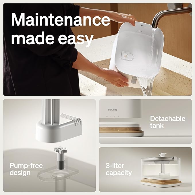 PETLIBRO Upgrade Cat Water Fountain, Cordless Cat Fountain Battery Operated, App Monitoring 3L/101oz Dockstream 2 Pet Water Fountain with Stainless Steel Tray, 5GHz WiFi Dog Water Bowl Dispenser