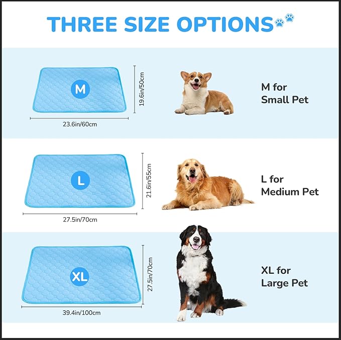 awrose Dog Cooling Mat, Summer Self Cool Pet Cooling Blanket for Dogs Cats, Easy Washable Foldable Dog Cool Pad for Crate, Bed, Floor, Car Seats, Lawns, Indoor, Outdoor