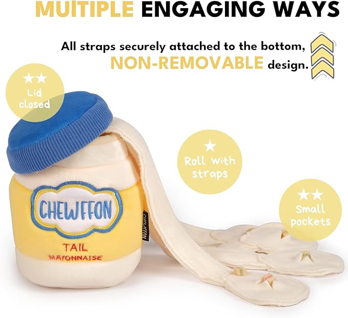 Dog Enrichment Toys, Interactive Mayonnaise Jar Puzzle, Snuffle Toy for Mental Stimulation, Hide and Seek Crinkle Toy for All Dog Sizes