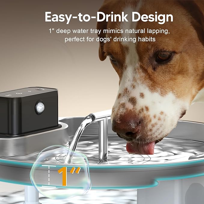 Dog Water Fountain,Automatic Water Dispenser for Dogs,236oz/1.8Gal/7L Wireless Stainless Steel Pet Water Fountains,Battery Operated Cat Water Dispenser with Ultra-Silence Pump