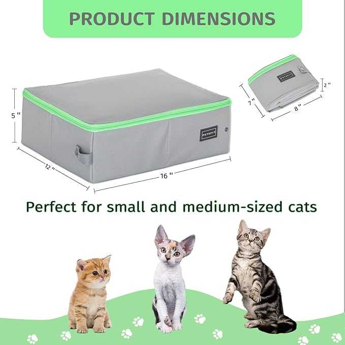 PETSFIT Travel & Portable Cat Litter Box - Leak-Proof, Waterproof Bottom, Collapsible Litter Boxes Perfect for Hotel/Lawn/Car Travel
